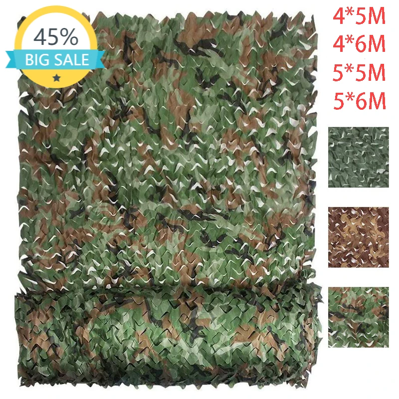 

4x5m Camouflage Net Military Nets Bulk Roll Lightweight Durable Without Grid for Sunshade Decoration Hunting Blind Shooting