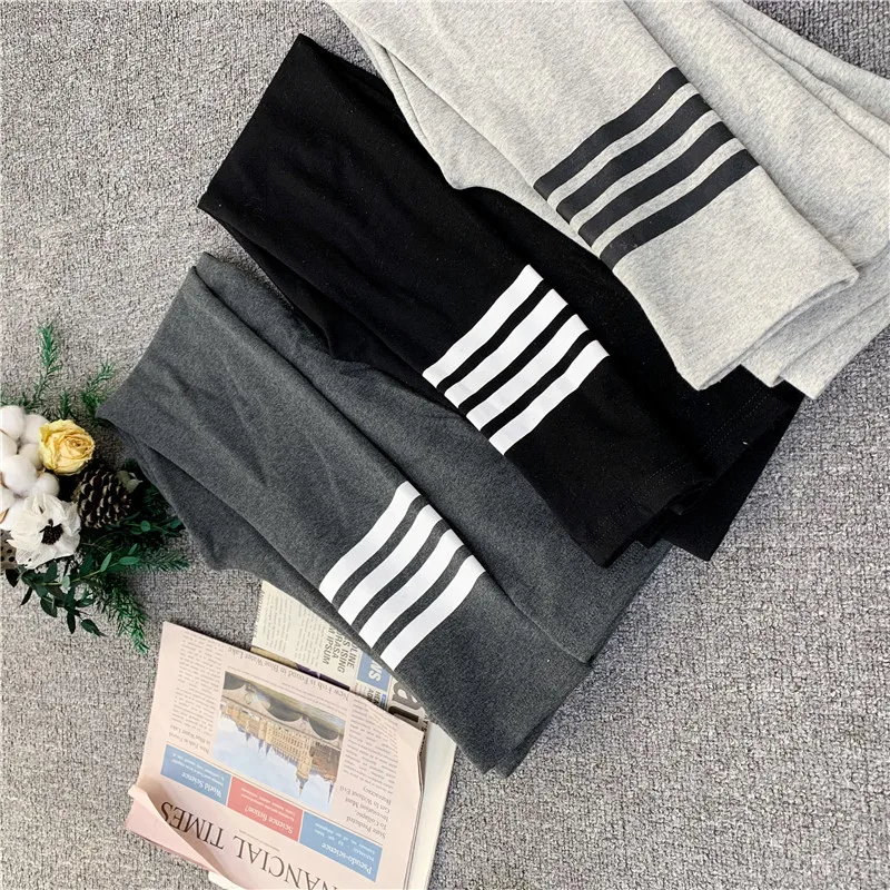 

2021 Korean Style High Waist Leggings Women's Outer Wear Autumn and Winter Pants Female White Sports Casual Cropped Leggings
