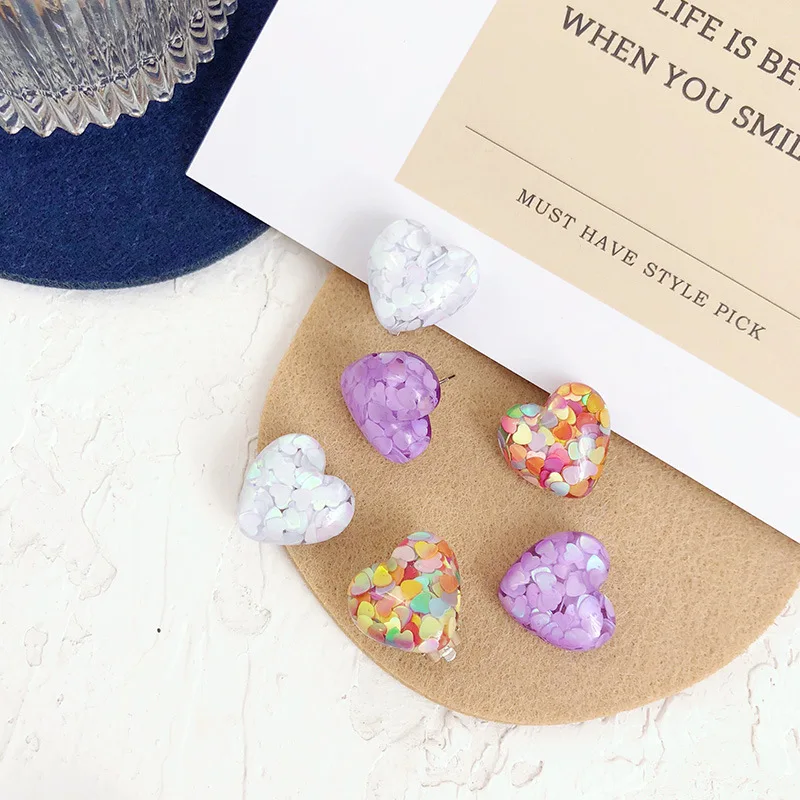 Doreen коробка уксусная кислота Смола сердца гвоздики серьги клипсы для ушей