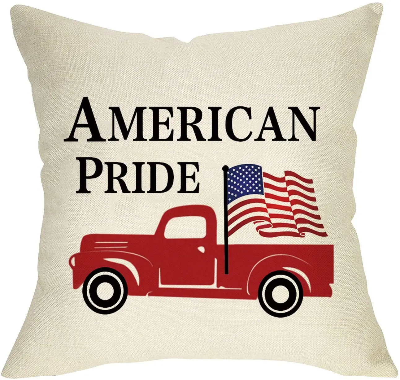 

Softxpp American Pride Home Decorative Throw Pillow Cover, Patriotic July 4th USA Flag Cushion Case Decor Red Truck Sign