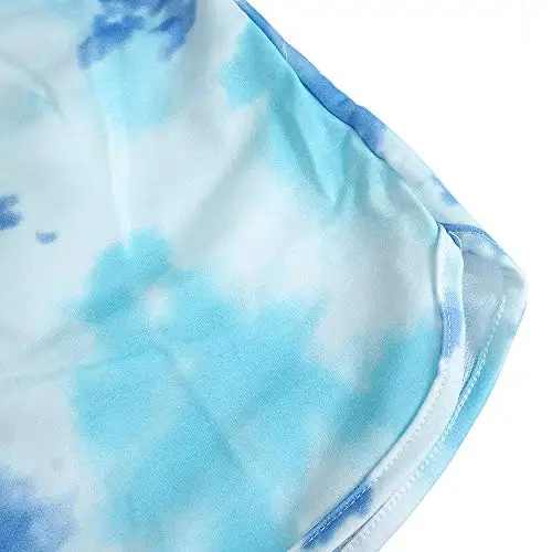 

Pajamas for Women Long Sleeve Tie Dye Tops Elastic Waist Floral Printed Shorts PJ Sets 2 Pieces Sleepwear Nightwear Pajamas Set