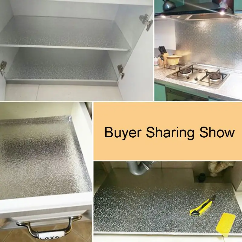 

Aluminum Foil Silver Peel Pattern Moisture Proof Cabinet Mat Wallpaper High Temperature Resistant Kitchen Oil Proof Stick New er