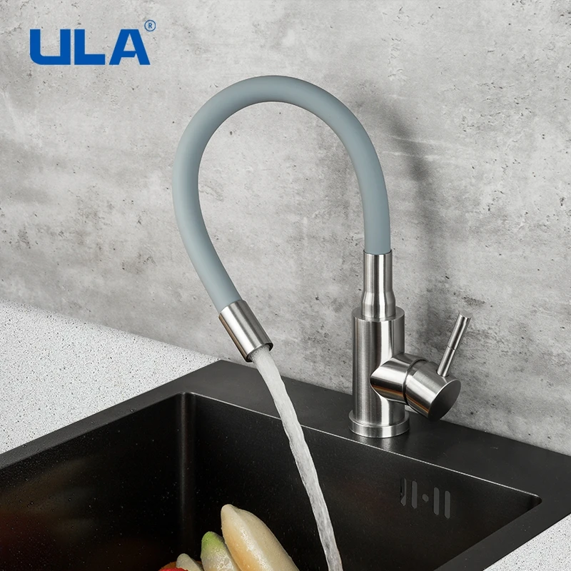 

ULA Kitchen Faucets Silica Gel Faucet 360 Degree Swivel Mixer Tap In Any Direction Hot&Cold Water Mixer Kitchen Faucet