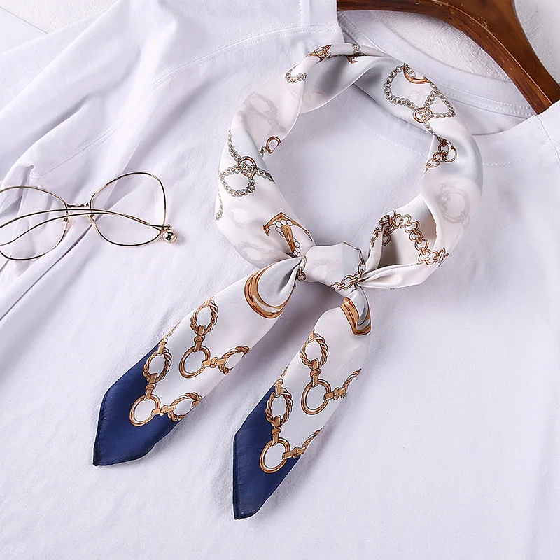 

70cm Square Silk Head Scarf Headwraps for Women Satin Office Lady Hair Band Small Neck Scarfs Scarves Tie Foulard Cheveux Femme