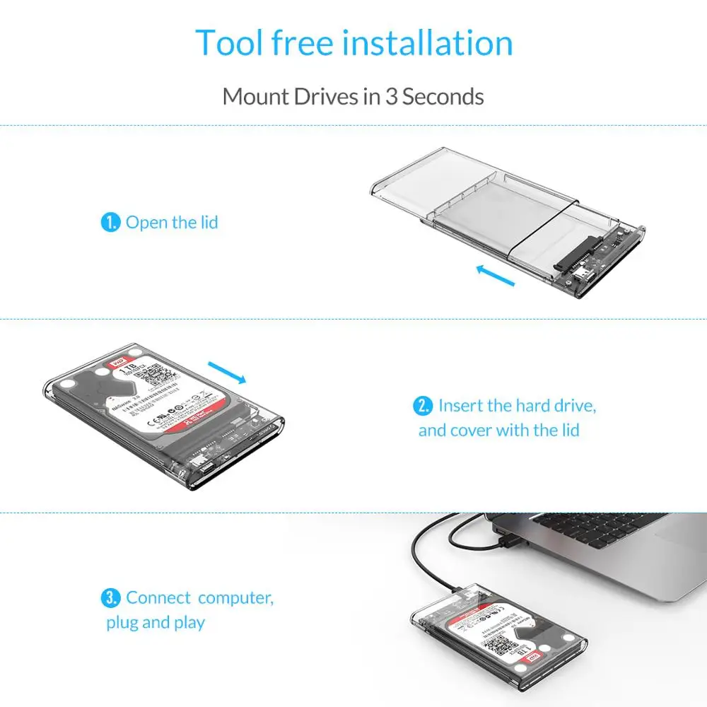Прозрачный чехол ORICO для жесткого диска 2 5 дюйма корпус типа C USB3.0 USB3.1 Gen2 с