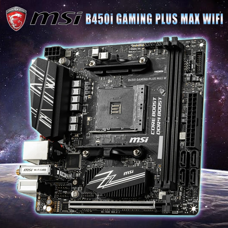 Kaufen Buchse AM4 MSI B450I GAMING PLUS MAX WIFI Motherboard AMD B450 DDR4 64GB PCI-E 3,0 M.2 Desktop AMD B450 Placa-Mãe AM4 Mini-ITX