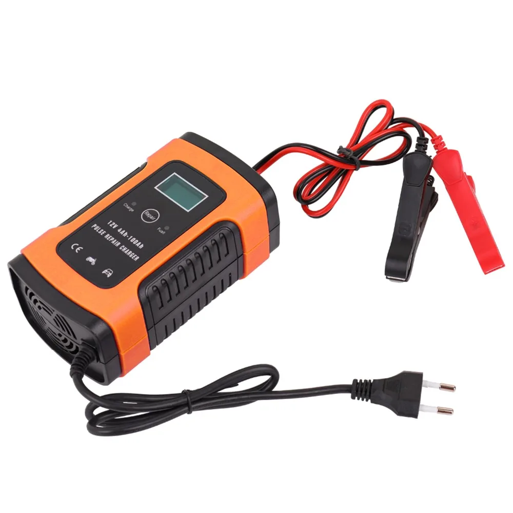 12V Full Automatic Car Battery Charger Smart Fast Power Pulse Repair Charge for Wet Dry Lead Acid Storage Battery LCD Display