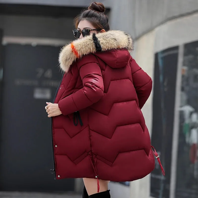 

2020 New Women Parkas Winter Jacket Hooded Fur Collar Overcoat Female Long Coat Thicken Warm Cotton Padded Jacket Parka Outwear
