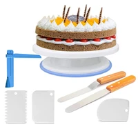 7 pcs cake stand turntable rotating base cake plastic dough knife decorating cream cakes stand set cake rotary turntable tool