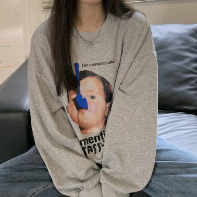 

Женский свитер серого цвета на весну и осень, новый дизайн 2021 года, Корейская свободная одежда для улицы