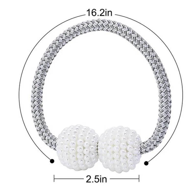 

9 Colors Pearl Magnetic Ball Straps Simple Woven Curtain Buckle Clips Hook Holder Non-perforated Magnetic Curtains Tape Home