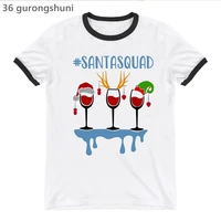 santa squad wine glass graphic print womens tshirt merry christmas gift t shirt femme summer fashion white t shirt female tops
