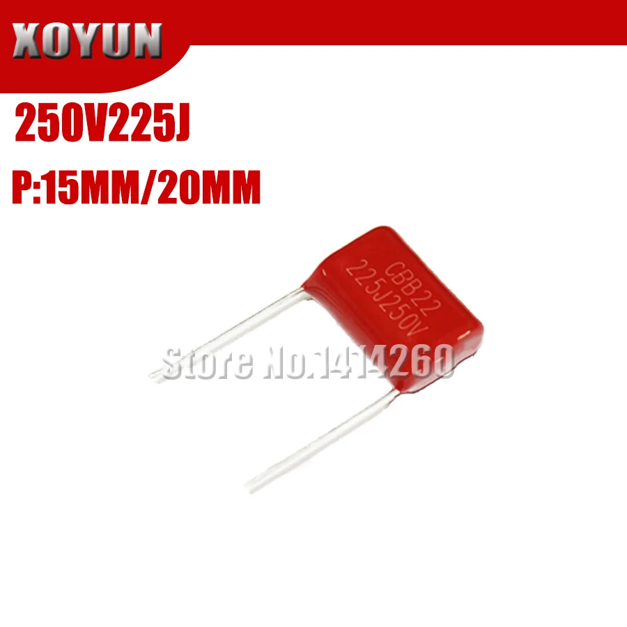 10 шт./лот CBB 250V225J 2 мкФ Pitch 15 мм 20 225J 250 В полипропиленовый пленочный конденсатор |