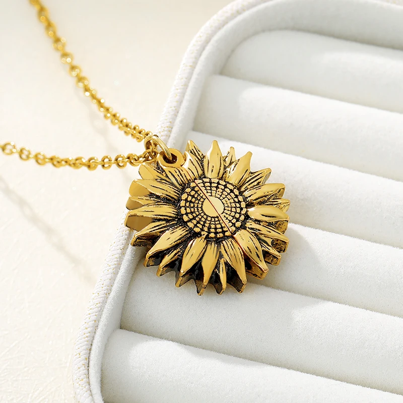 

You Are My Sunshine Sunflower Necklaces For Women Chain Sun Flower Female Choker Pendant Necklace Jewelry Valentine's Day Gift