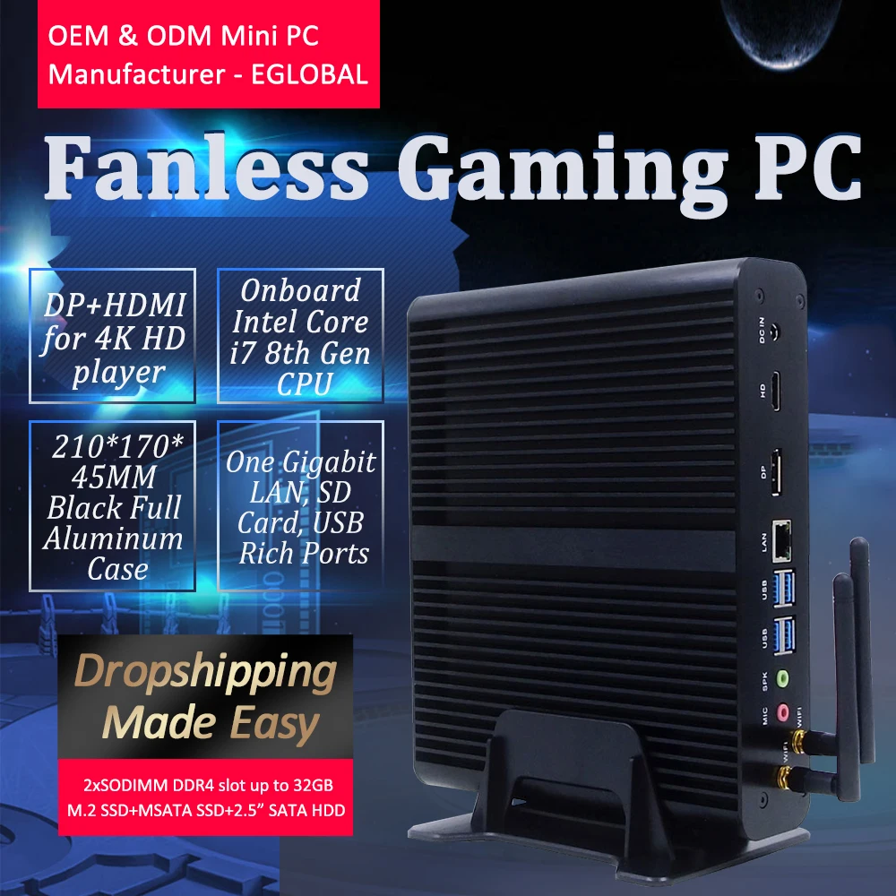 Игровой Компьютер EGLOBAL i7 8-й Настольный ПК V7 Barebone многофункциональный дизайн