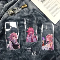 genshin impact yae miko clear phone case for samsung s30 s21 s20 fe note 20 ultra s10 s9 s8 plus s7 s10e transparent cover