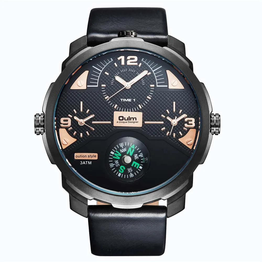 Relogios Masculino Oulm Men Watches Luxury Brand Military Quartz Analog Clock oulm Man Sports Leather Army | Наручные часы