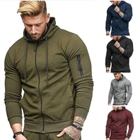 springfall mens slim sports hoodies solid color zipper sweatshirt europe and america arm zipper fashion casual sweatshirt tops