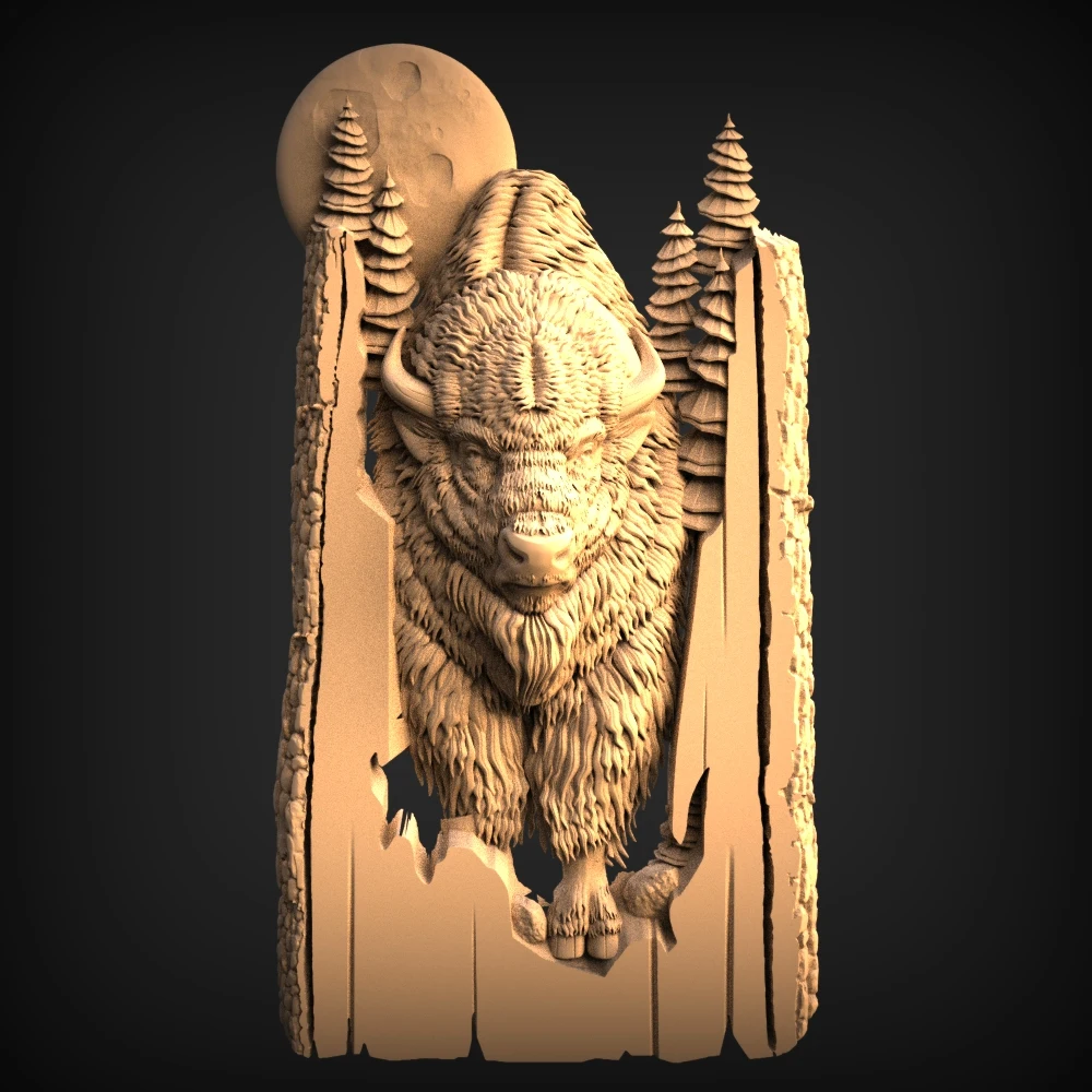 6 шт лесные животные 3d STL модель для ЧПУ 3D принтер волк _ медведь Зубр Олень рельеф