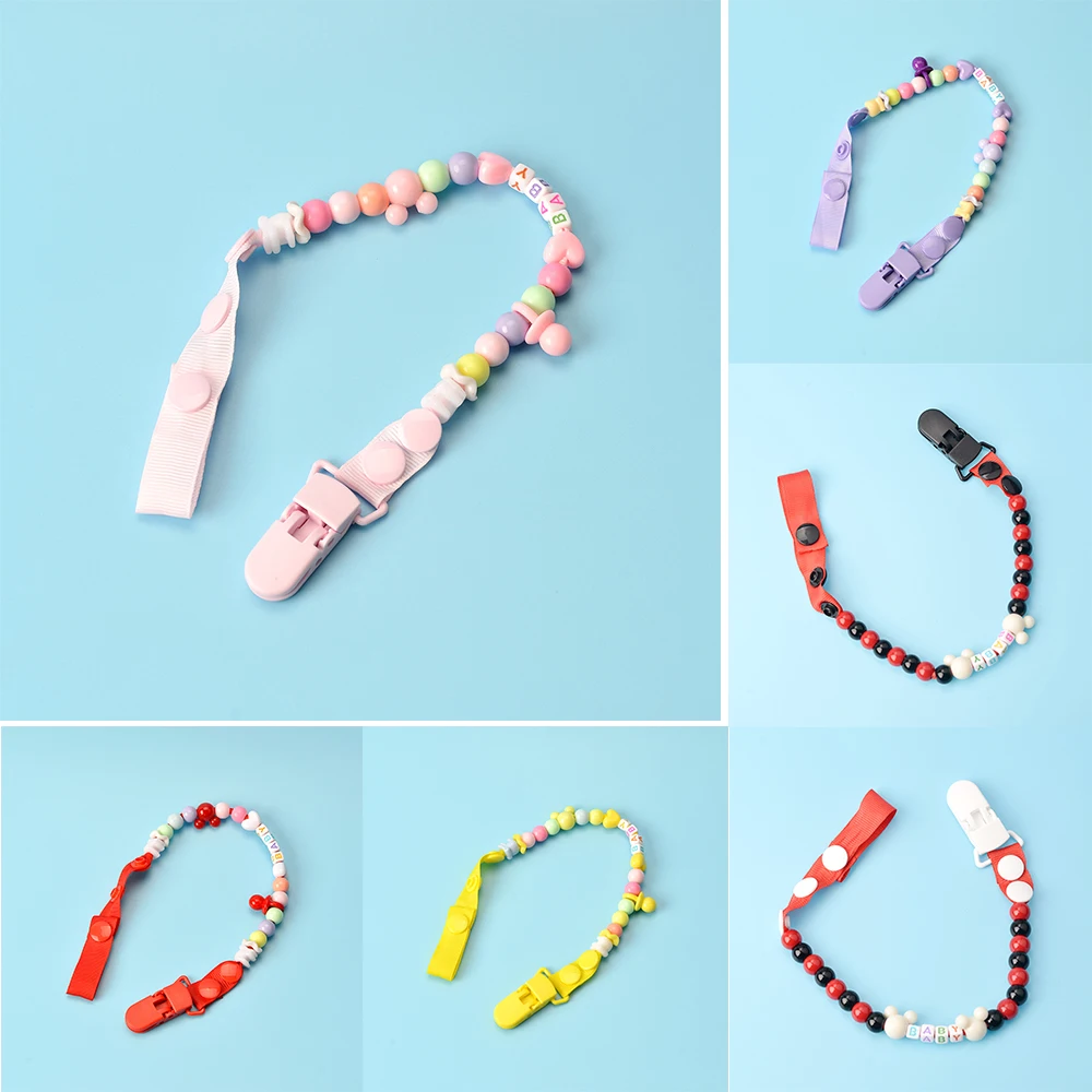 

Зажимы для соски-пустышки для новорожденных, Цветные Милые буквы, бусины, пустышки, прорезыватели, держатели для игрушек