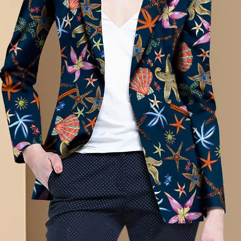 

2021 spring new European and American fashion print Blazer coat women's design sense minority fashion versatile suit