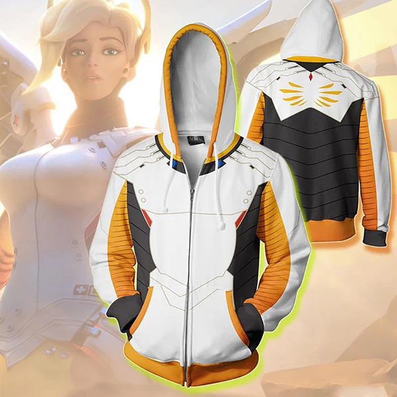Худи с 3D-принтом Game OW толстовки капюшоном для косплея Genji Tracer Hanzo Lucio Dva