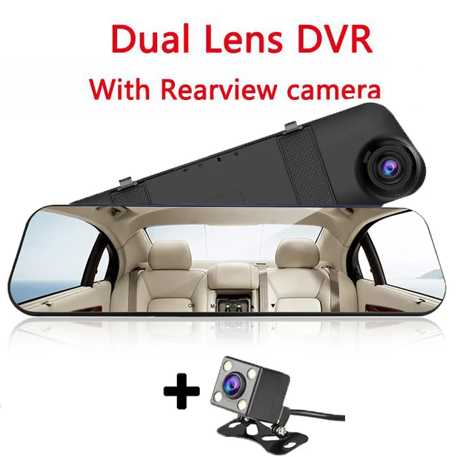 Dual Lens DVR Новейший 4,3 дюймовый автомобильный видеорегистратор с белым зеркалом и двумя объективами HD 1080P камера заднего вида с обратным изображением авто регистратор видеокамера - Название цвета: Dual Lens DVR