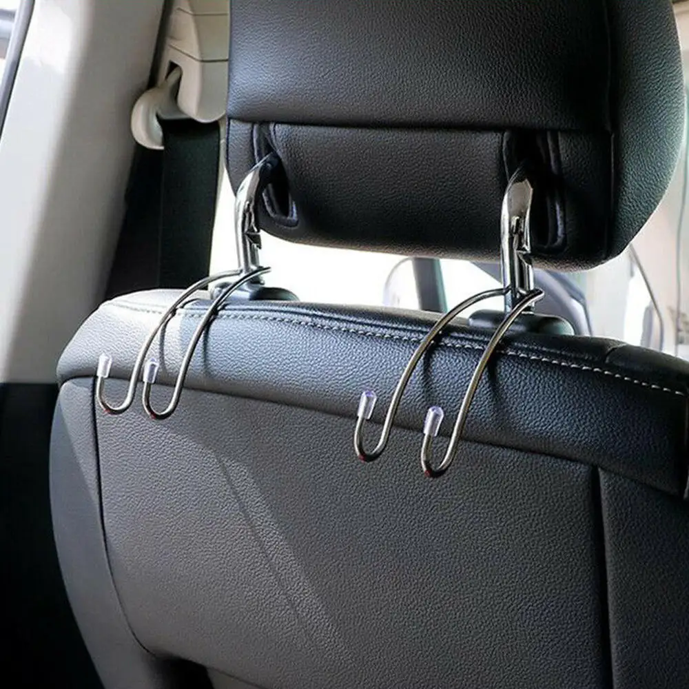 

2Pcs Headrest Hook Seat Holder Shopping Bag Metal Hanger Handy Cars Organizer