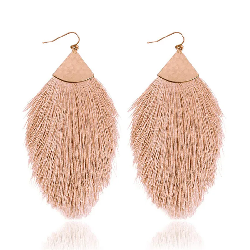 

Bohemian Long Tassel Earrings Women's Fashion Earrings The European and American Fashion Ethnic Geometric Zinc Alloy Cotton