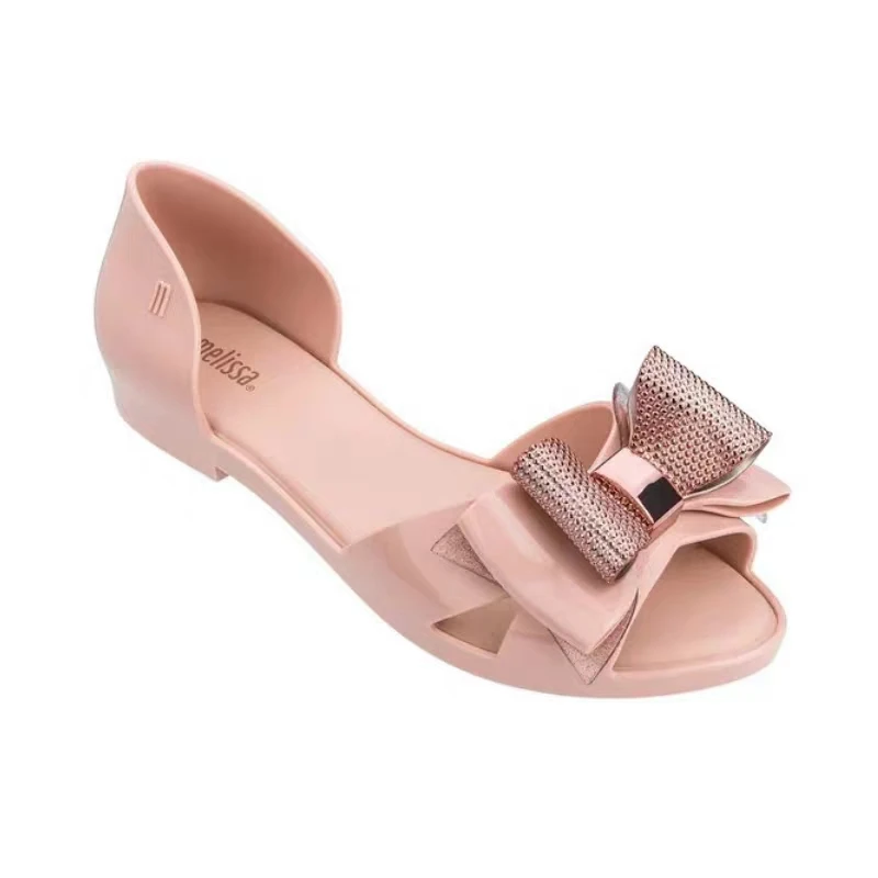 Melissa 2021 New Women Flat Sandals Brand Adult Jelly Shoes Beach ShoesFemale Bow | Обувь