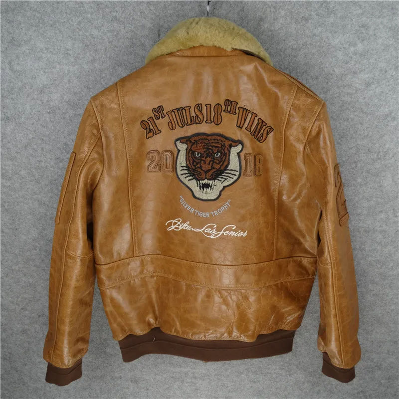 

Retro Brown 2020 Men World War II Military Pilot Leather Jacket Plus Size 5XL Genuine Thick Cowhide] Aviator Coat FREE SHIPPING