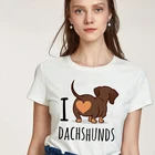 Футболка женская с надписью I love dachshund, в стиле Харадзюку