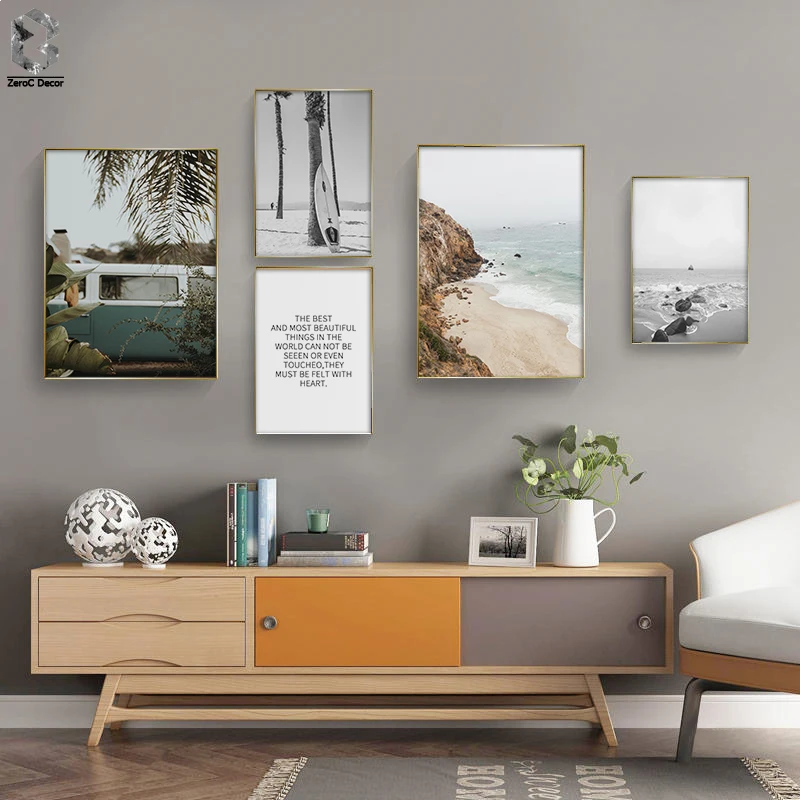 Скандинавский дорожный морской пейзаж пляжный холст настенный художественный