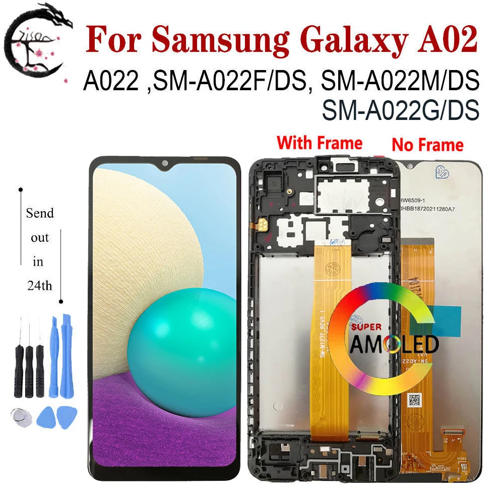 Super AMOLED A02 LCD для Samsung Galaxy A02 экран мобильного телефона A022 дисплей с рамкой SM-A022F/DS A022M A022G ЖК-экран с сенсорным дигитайзером в сборе
