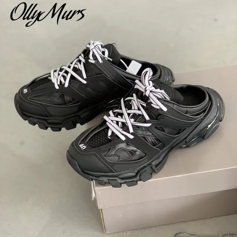 

Ollymurs Thick Bottom Round Toe Half Slides Luxury Brand Women Shoes New Platform Sport Shoes Female Breathable Daily Shoes
