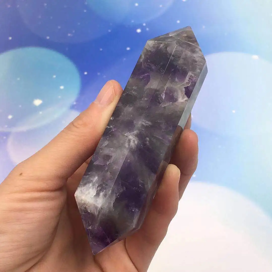 

NATURAL DREAM AMETHYST DOUBLE-HEADED TOWER SCEPTER HEALS, WITNESS LOVE, BIRTHDAY, ANNIVERSARY GIFT