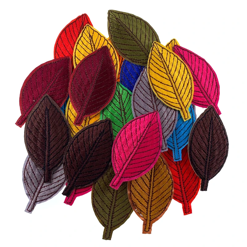 

5Pcs Beautiful Leaf Embroidered patches for clothes Iron on applique sticker DIY Badges decorative accessories