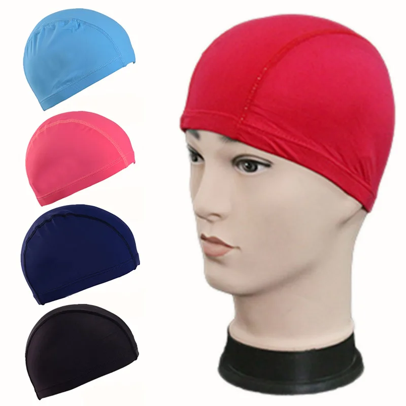 Free Size Swimming Hat Fabric Protect Ears Long Hair Swim Cap Adults Men Women Sporty Elastic Ultrathin Adult Bathing Caps | Спорт и