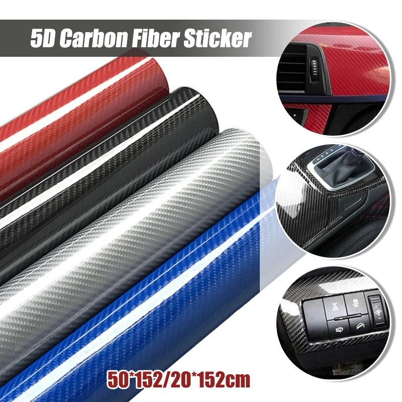 

5D Carbon Fiber Vinyl Wrap Film Car Wrapping Foil Console Computer Laptop Skin Phone Cover Motorcycle Film Sticker Glossy