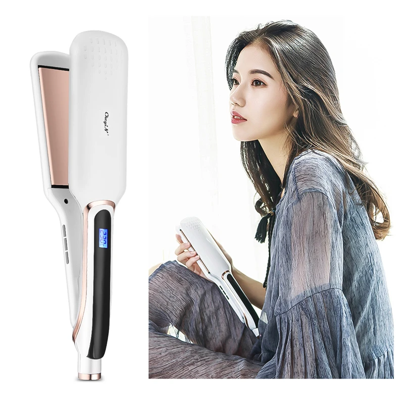 

CkeyiN LCD Digital Display Instant Heating Hair Flat Iron Ceramic Heating 450 Degrees Salon Plated Hair Straightening