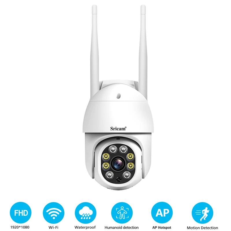 

Sricam SP028 1080P Starlight WIFI IP Camera IP66 Waterproof Outdoor CCTV PTZ Camera AI Human Body Detection Color Night Vision