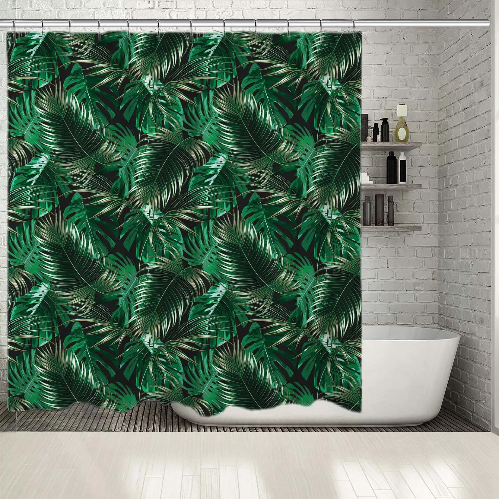 

Shower Curtain Tropical Palm Tree Leaves Exotic Jungle Forest Green Foliage Nature Floral Pattern Printed