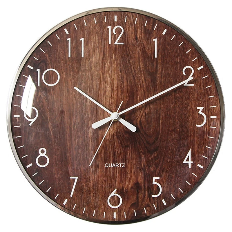 

Nordic Modern Wall Clock Kitchen Metal Clocks Silent Wall Watches Home Decor Creative Living Room Decoration Bedroom Wood Color