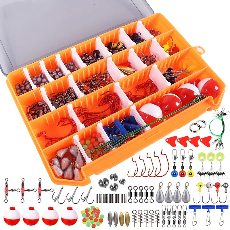 

263Pcs Fishing Tackle Box Accessories Kit Set Jig Hooks Fishing Sinker Weights Fishing Accessories Kit