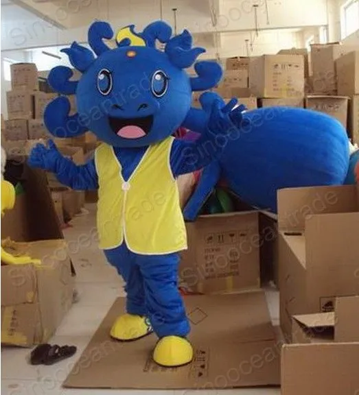 Прямая продажа с фабрики темно синий дракон костюм талисмана куклы для взрослых
