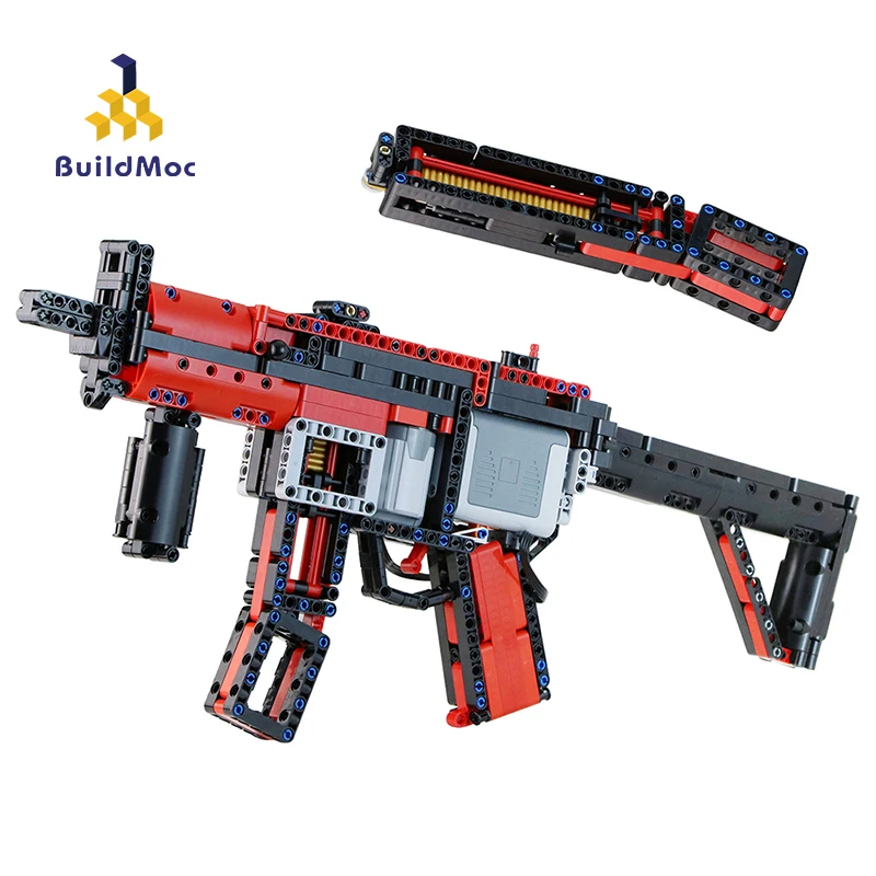 BuildMOC WW2 военный пистолет мотора Мощность MOC 29369 MP5 полиция пулемет модель