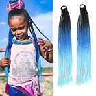 Синтетические волосы Омбре красные синие розовые радужные накладные хвосты красочные косы в коробке удлинители волос с резинкой накладной хвост