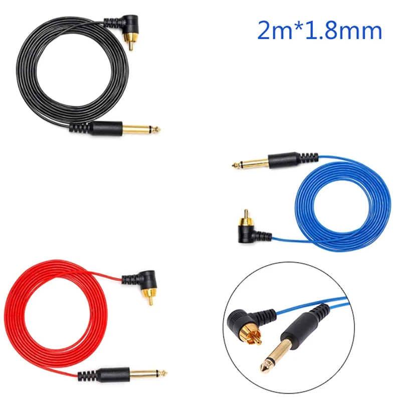 

1Pcs Right Angle Tattoo RCA Clip Cord Cable Line Connector Tattoo Machine Power Supply 2m