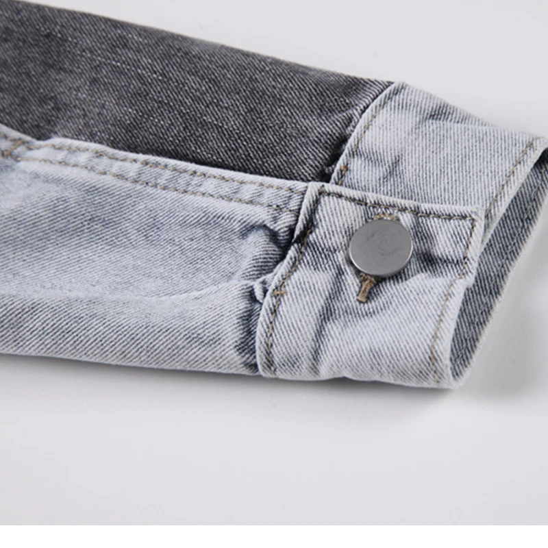 

2021 Spring Autumn Denim Jacket Women's Loose Fashionable All-Match Contrast Color Stitching Top Retro Urban Leisure Coat