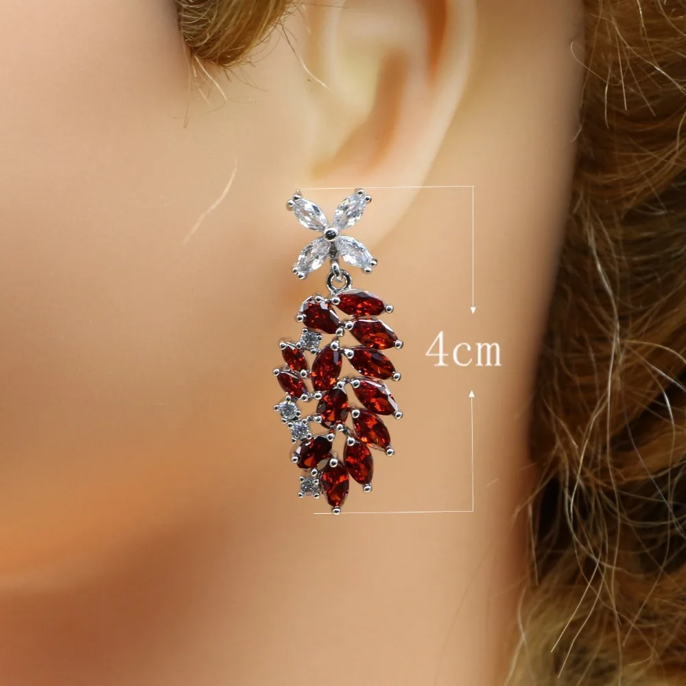 Элегантные ювелирные украшения из серебра 925 пробы в форме цветка с красным